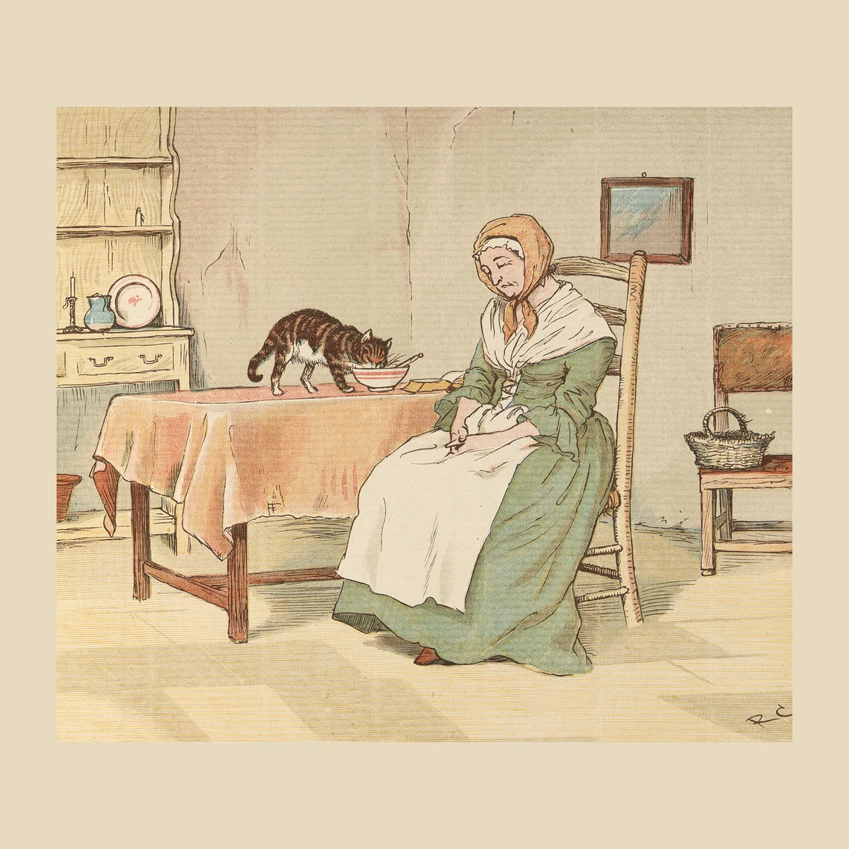 Cat on the kitchen table