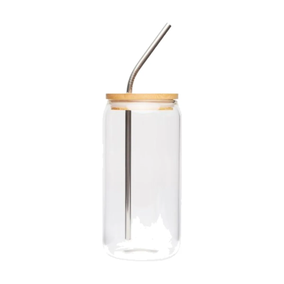 Glass Tumbler with Bamboo Lid and Straw