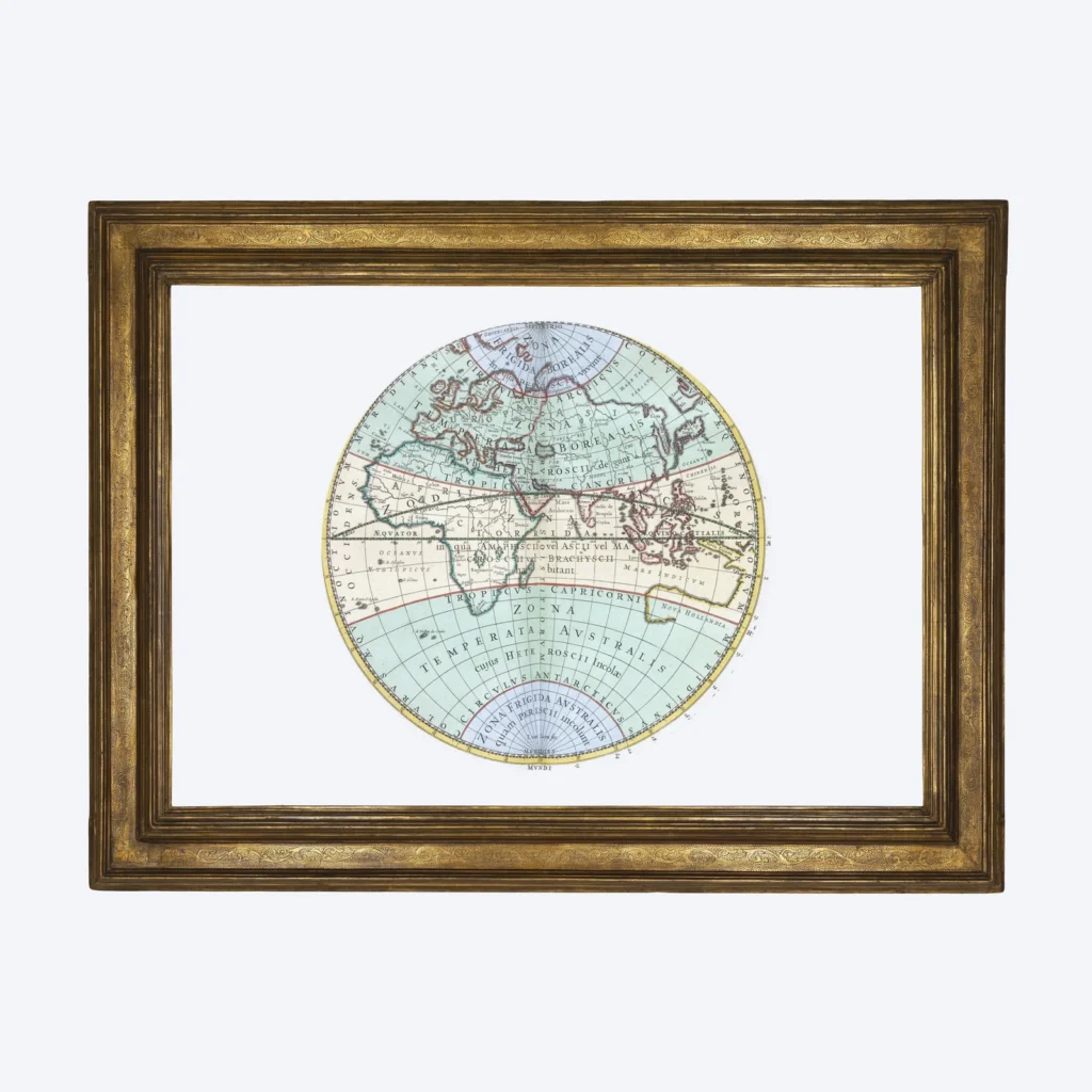 Framed art print A3, maps and charts