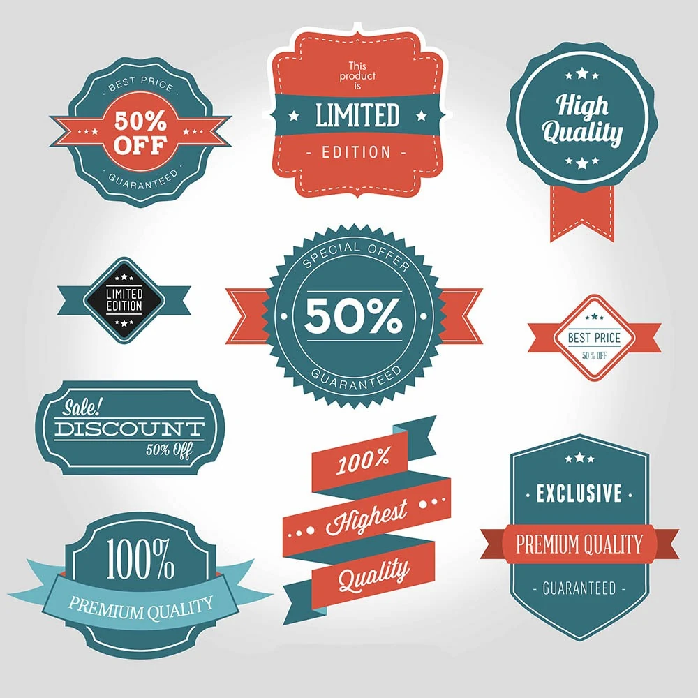 Sticker sheet, shaped badges