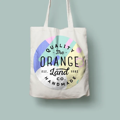 Printed canvas tote, natural