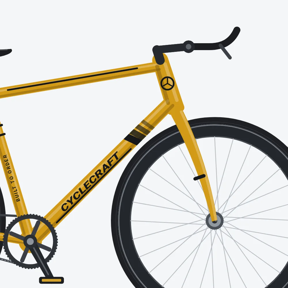 Single-Speed Fixie, close-up of the head tube and down tube