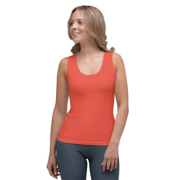 All-over print tank top in coral
