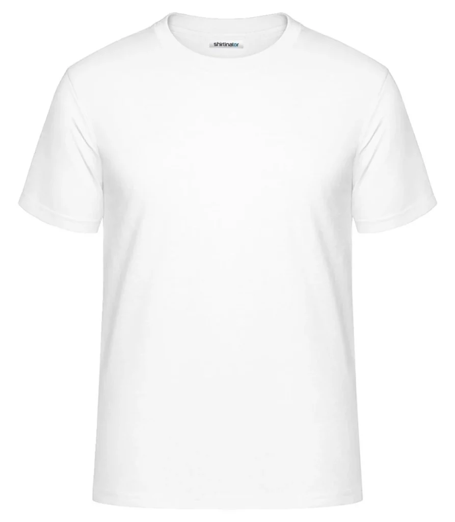 White crew neck tee, front