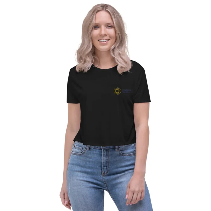 Black embroidered crop tee