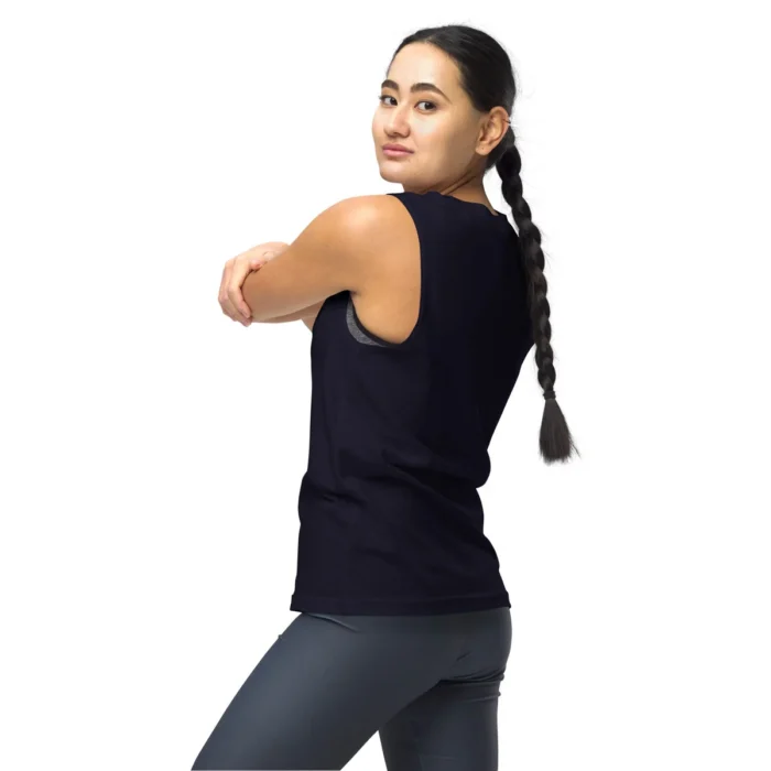 Navy muscle shirt, back