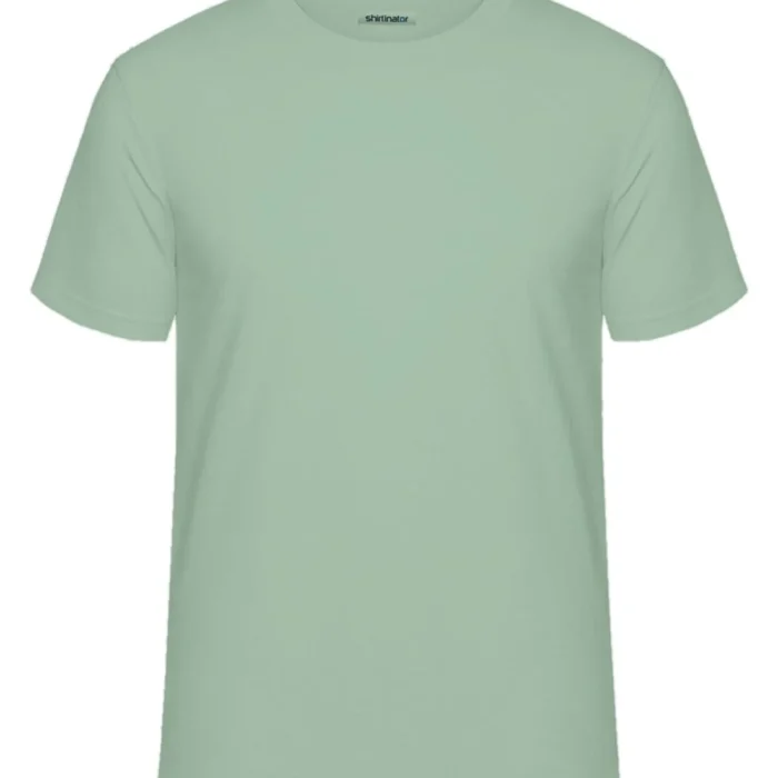 Sage green crew neck tee, front