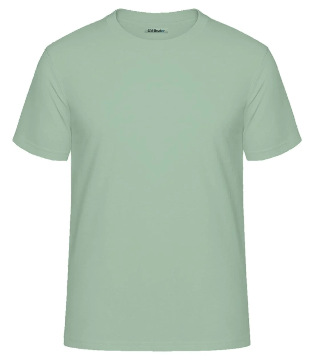 Sage green crew neck tee, front