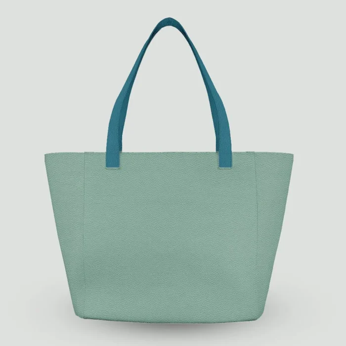 Mint shopper bag with teal handles