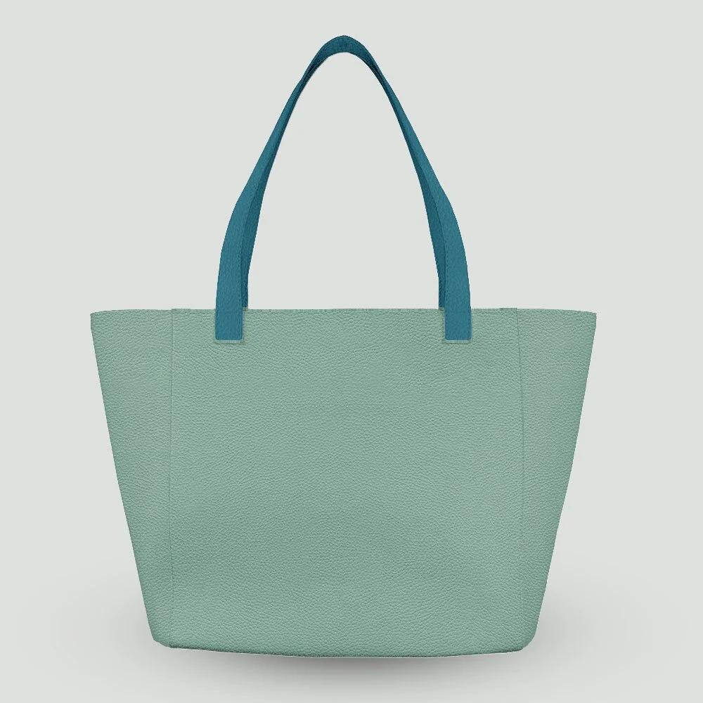 Mint shopper bag with teal handles