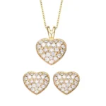 Gold Heart Pendant and Studs Set