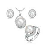 Pearl Pendant, Ring and Studs Set