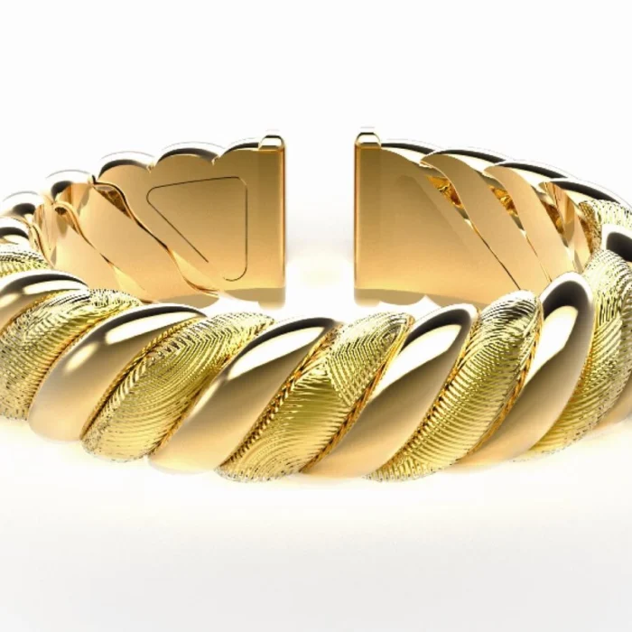 Twisted Gold Cuff with Inside Engraving