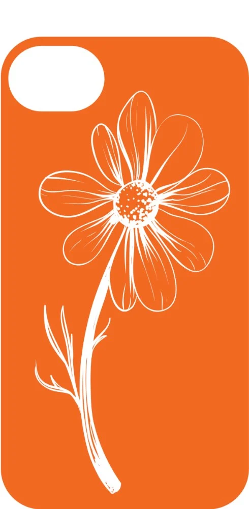 Daisy Line Art Case design, flat