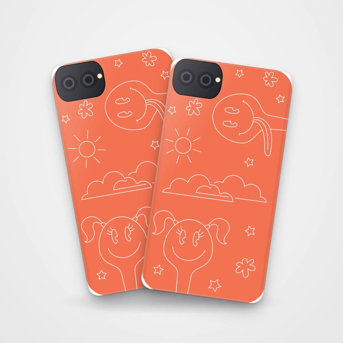 Doodle Kids Case on two cases side by side