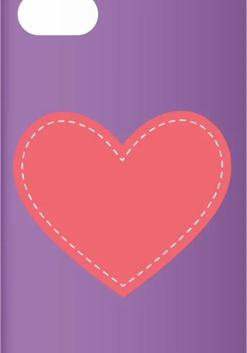 Stitched Heart Case design, flat