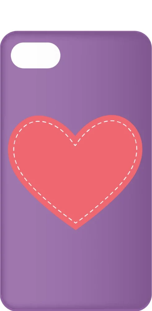 Stitched Heart Case design, flat