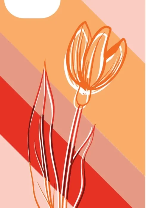 Tulip Line Art Case design, flat