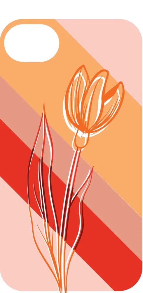 Tulip Line Art Case design, flat