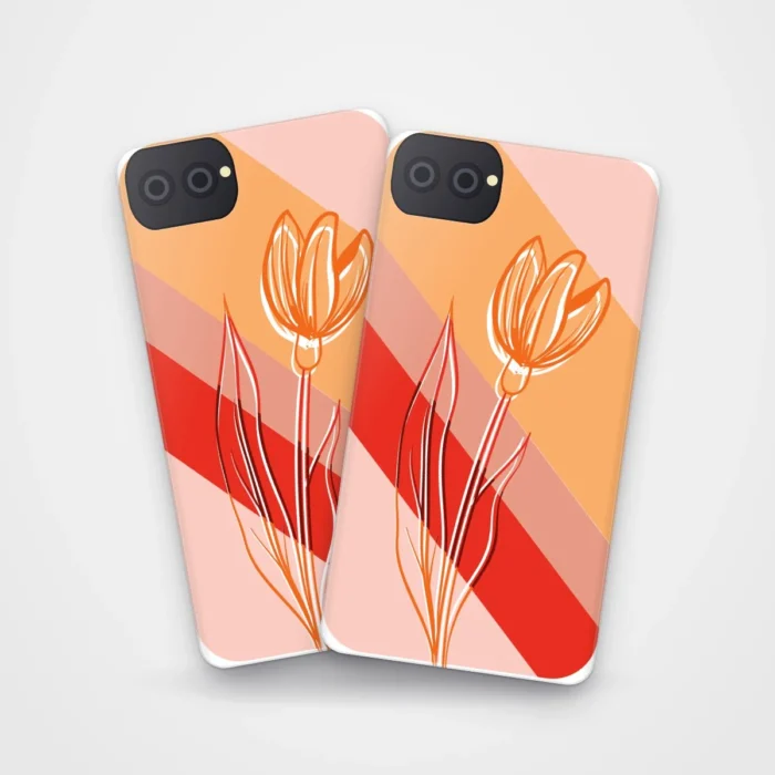 Tulip Line Art Case on two cases side by side