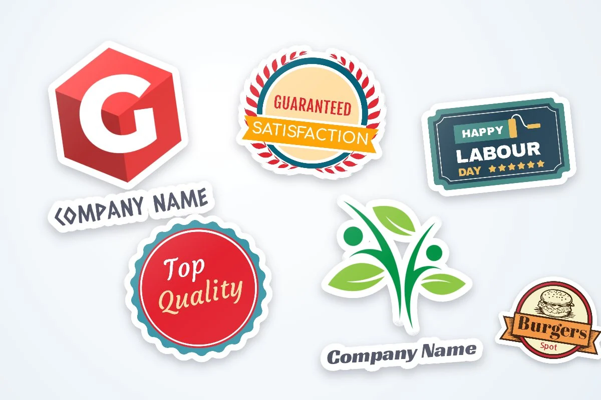 Logo stickers and round seals for a small business