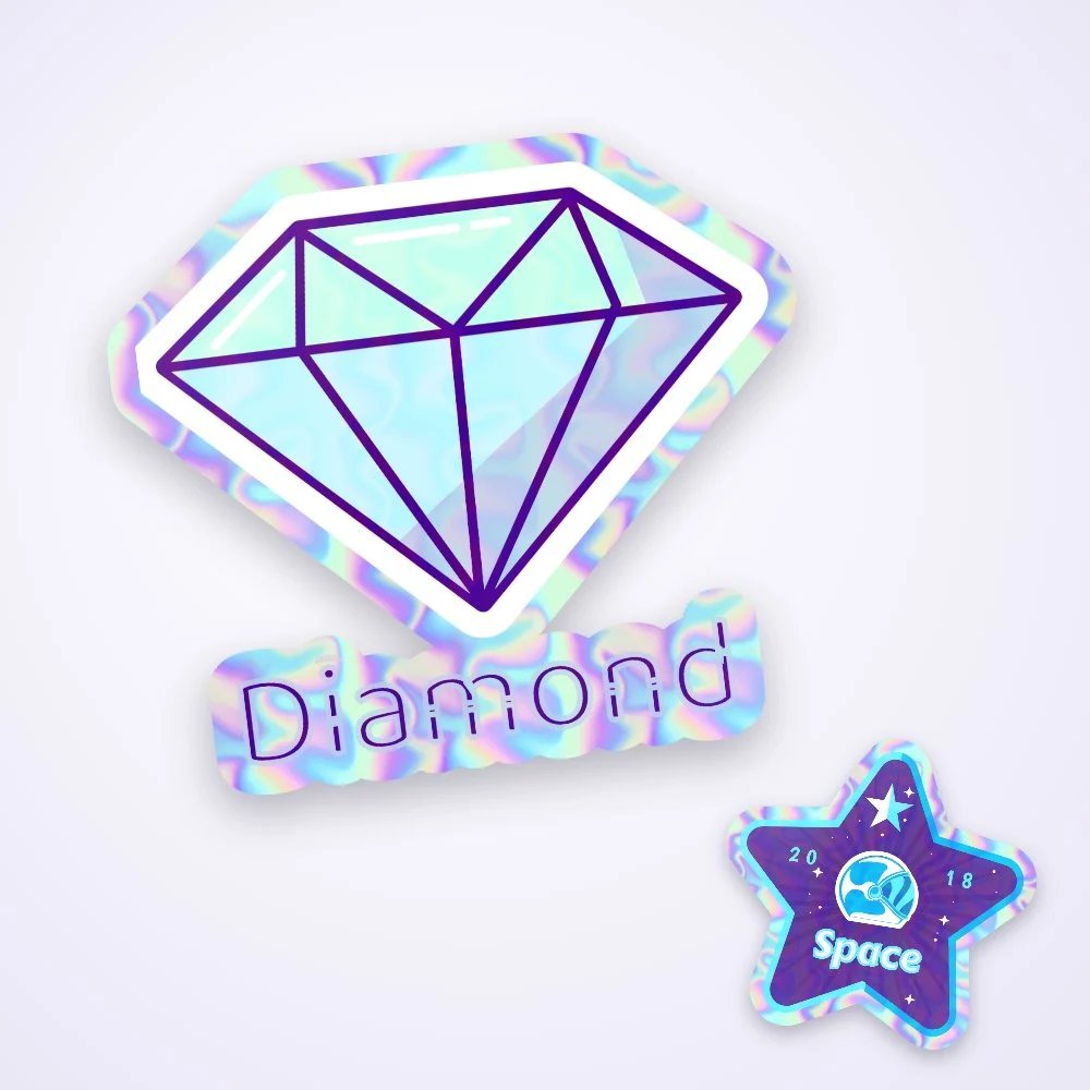 A holographic diamond sticker