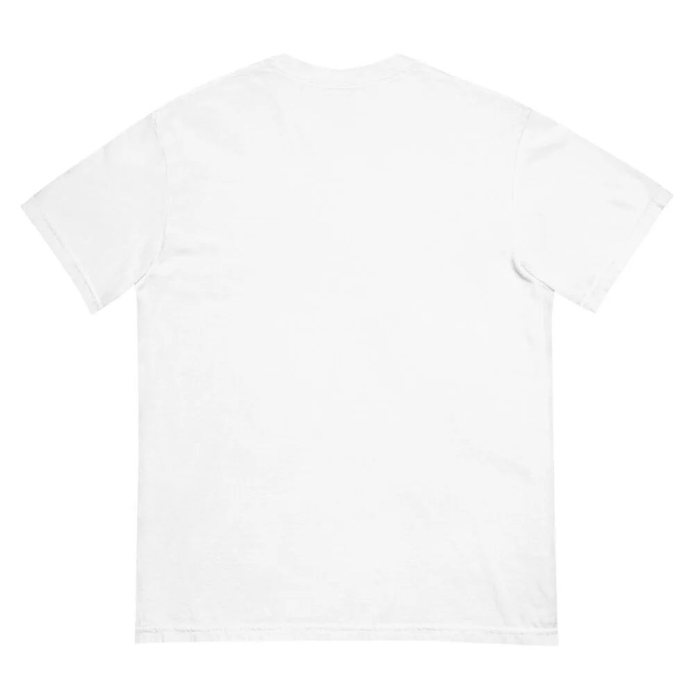 Plain white heavyweight tee, back