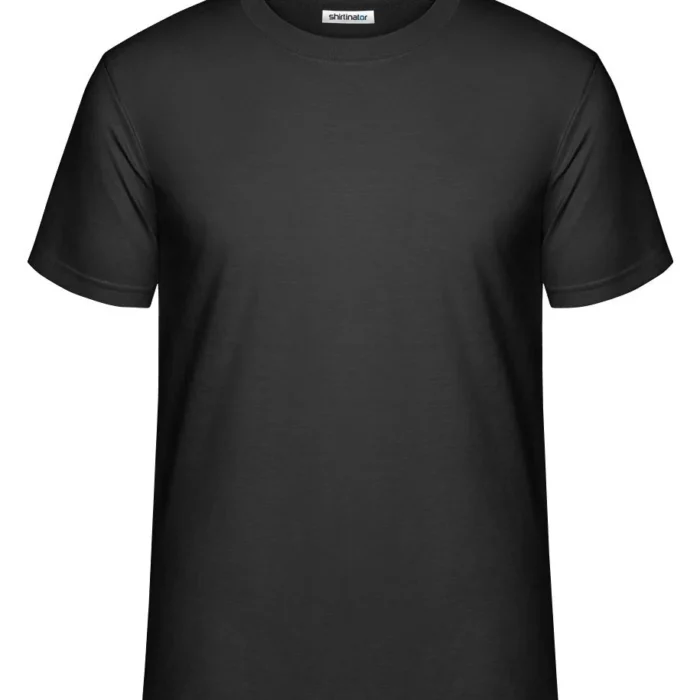 Plain black tee, front