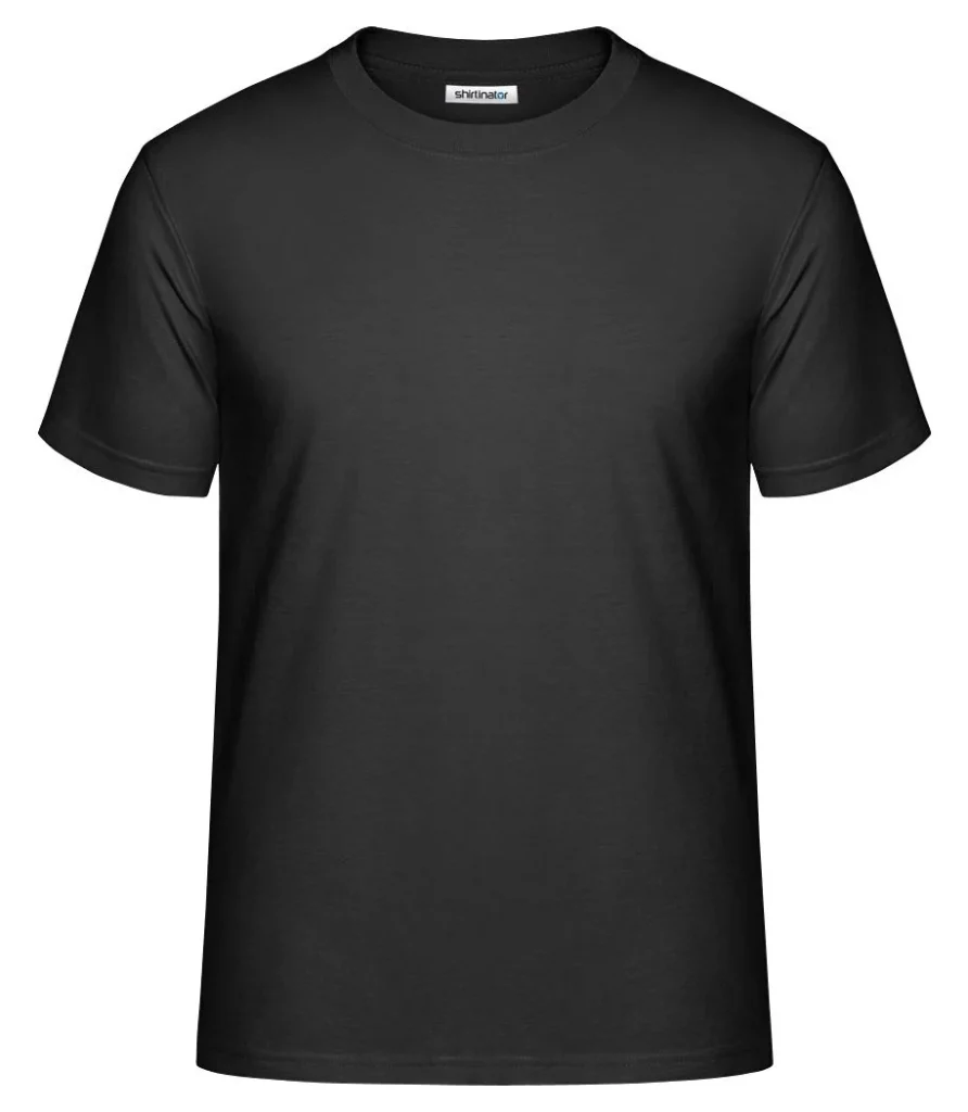 Plain black tee, front