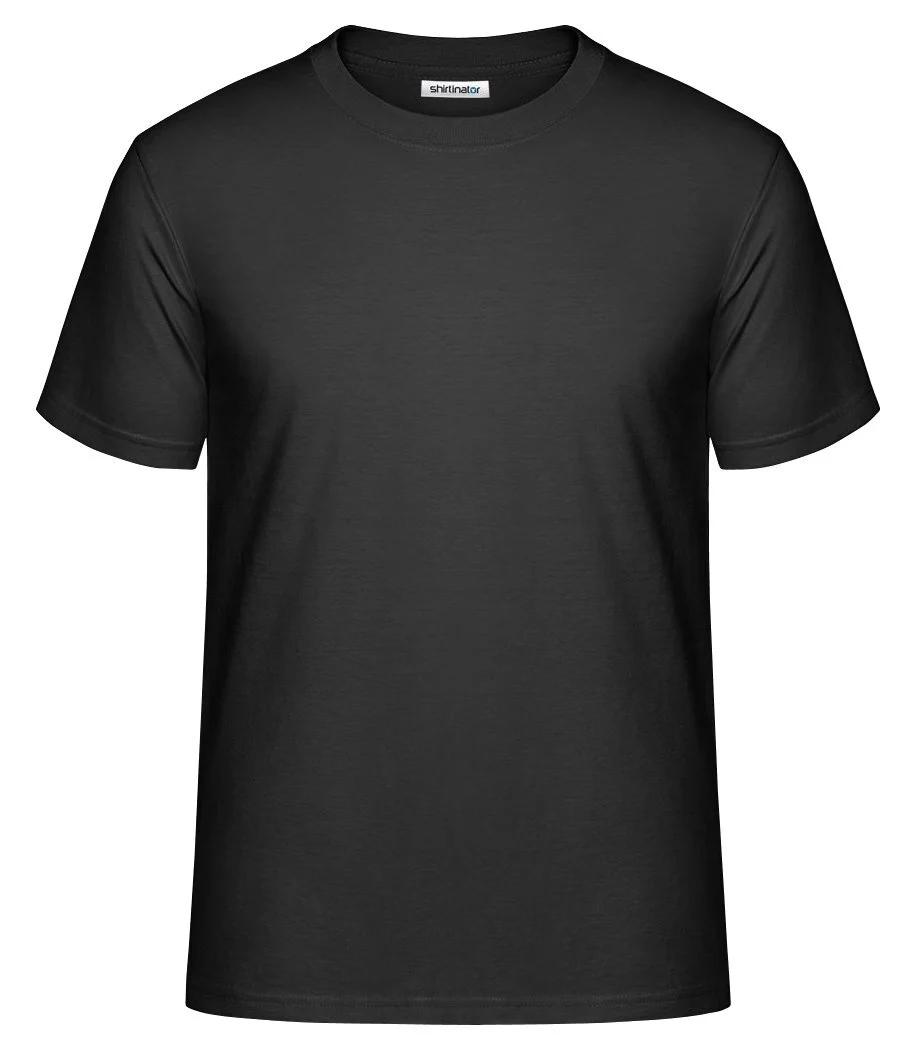 Plain black tee, front