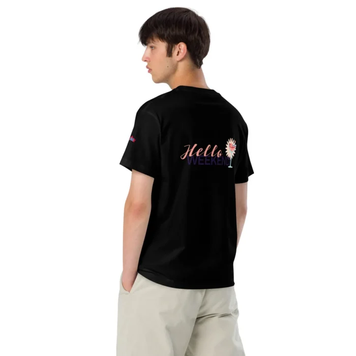 Back of the black coffee tee with a small line of text