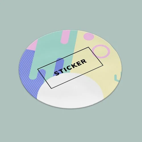 Oval vinyl sticker with a pastel pattern