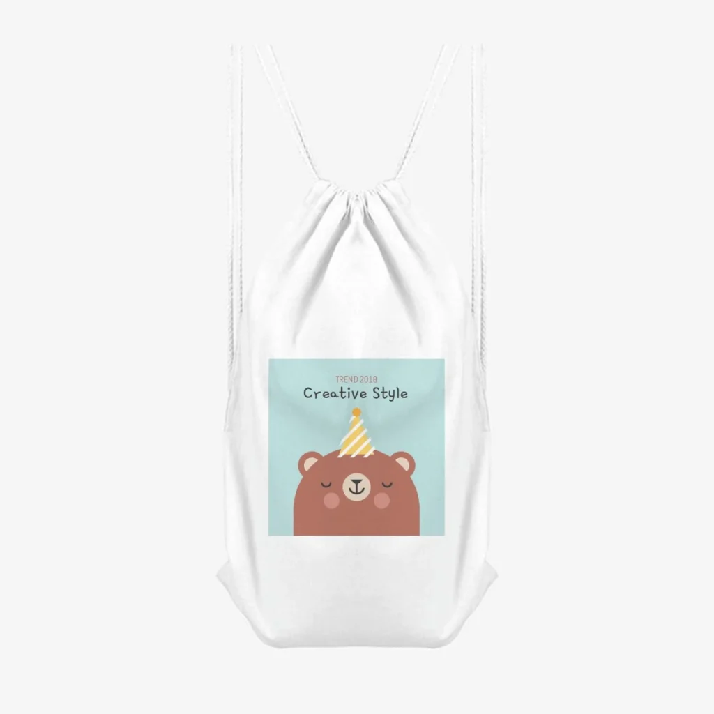 Birthday Bear Drawstring Bag, front view