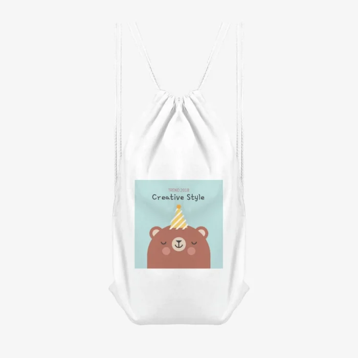 Birthday Bear Drawstring Bag, front view