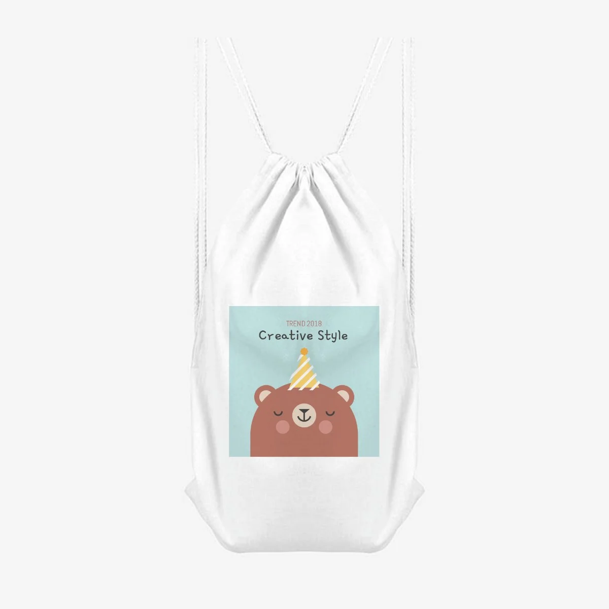 Birthday Bear Drawstring Bag, front view
