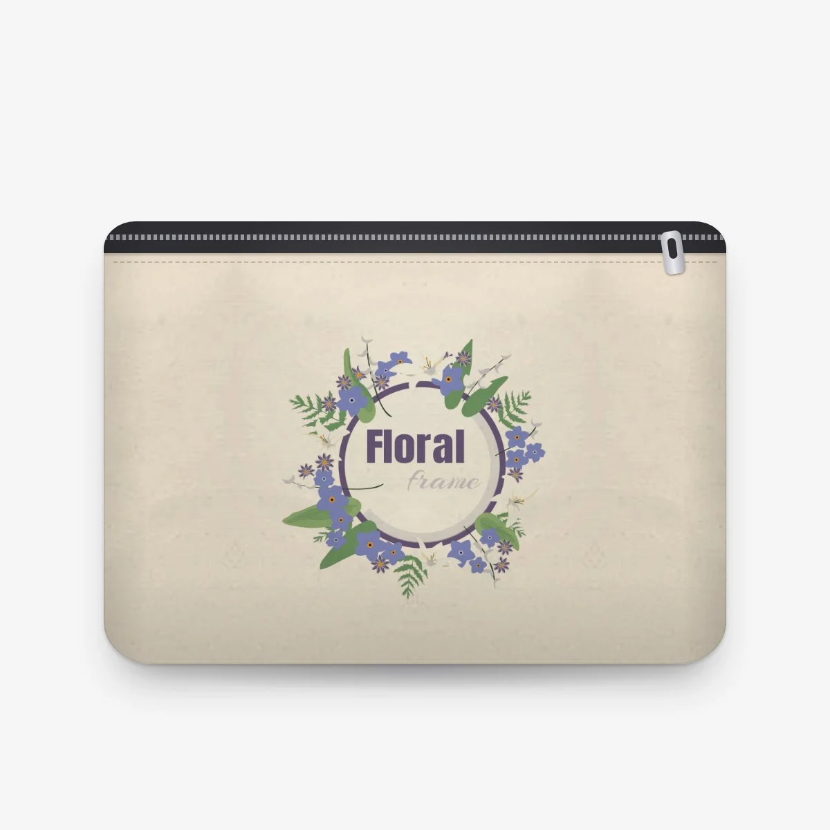 Blue Floral Pouch, front view