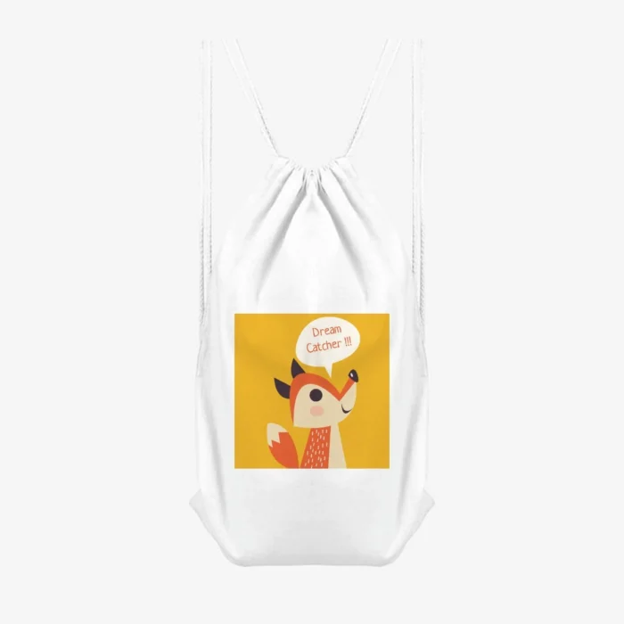 Dream Catcher Fox Drawstring Bag, front view