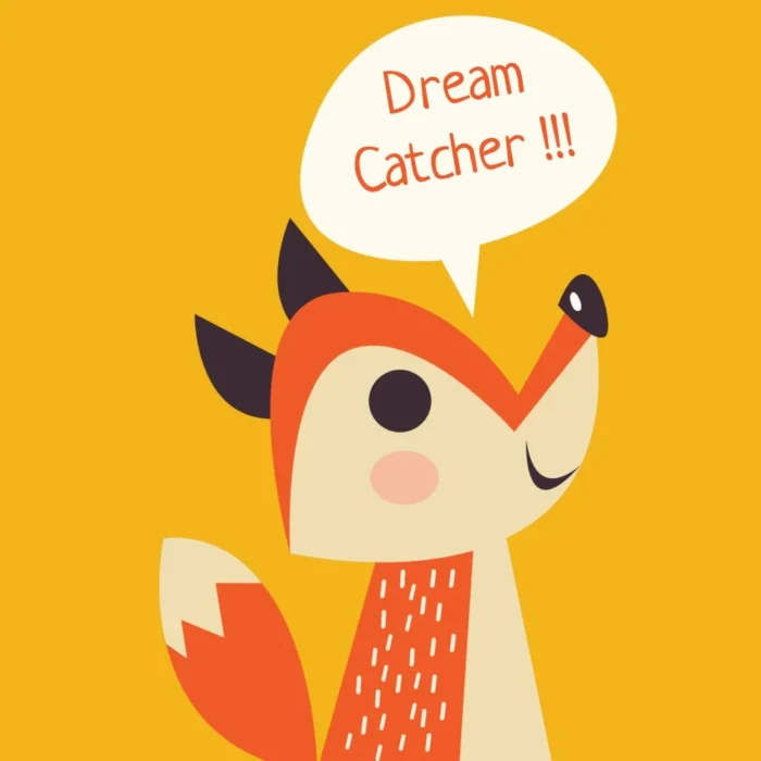 Dream Catcher Fox Drawstring Bag design, flat