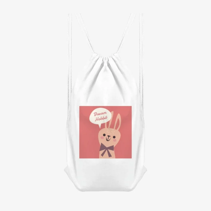Dreamy Bunny Drawstring Bag, front view