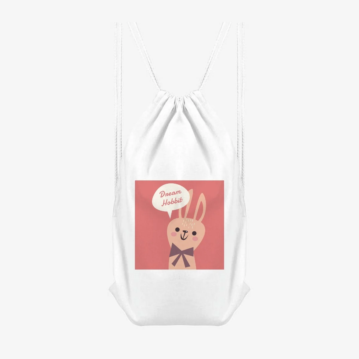 Dreamy Bunny Drawstring Bag, front view