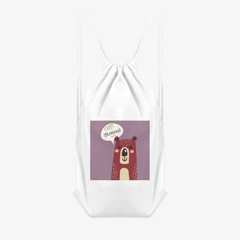 Happy Bear Drawstring Bag, front view