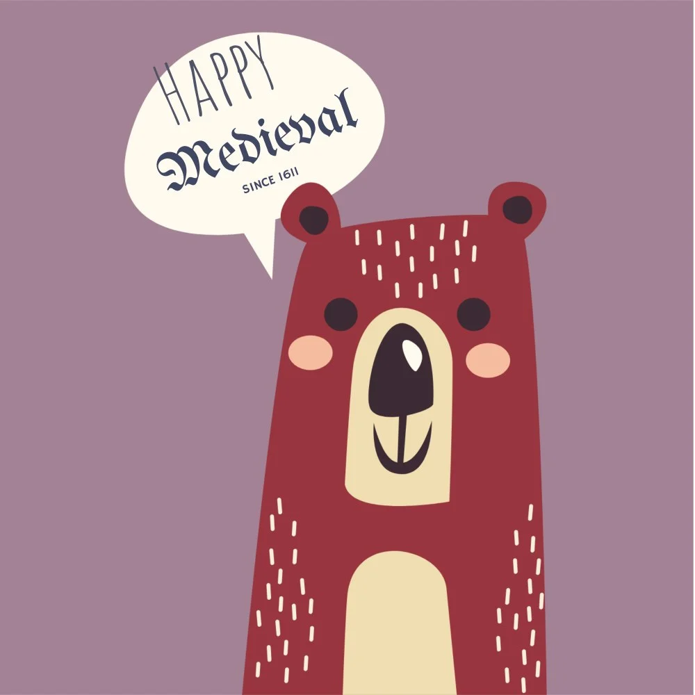 Happy Bear Drawstring Bag design, flat