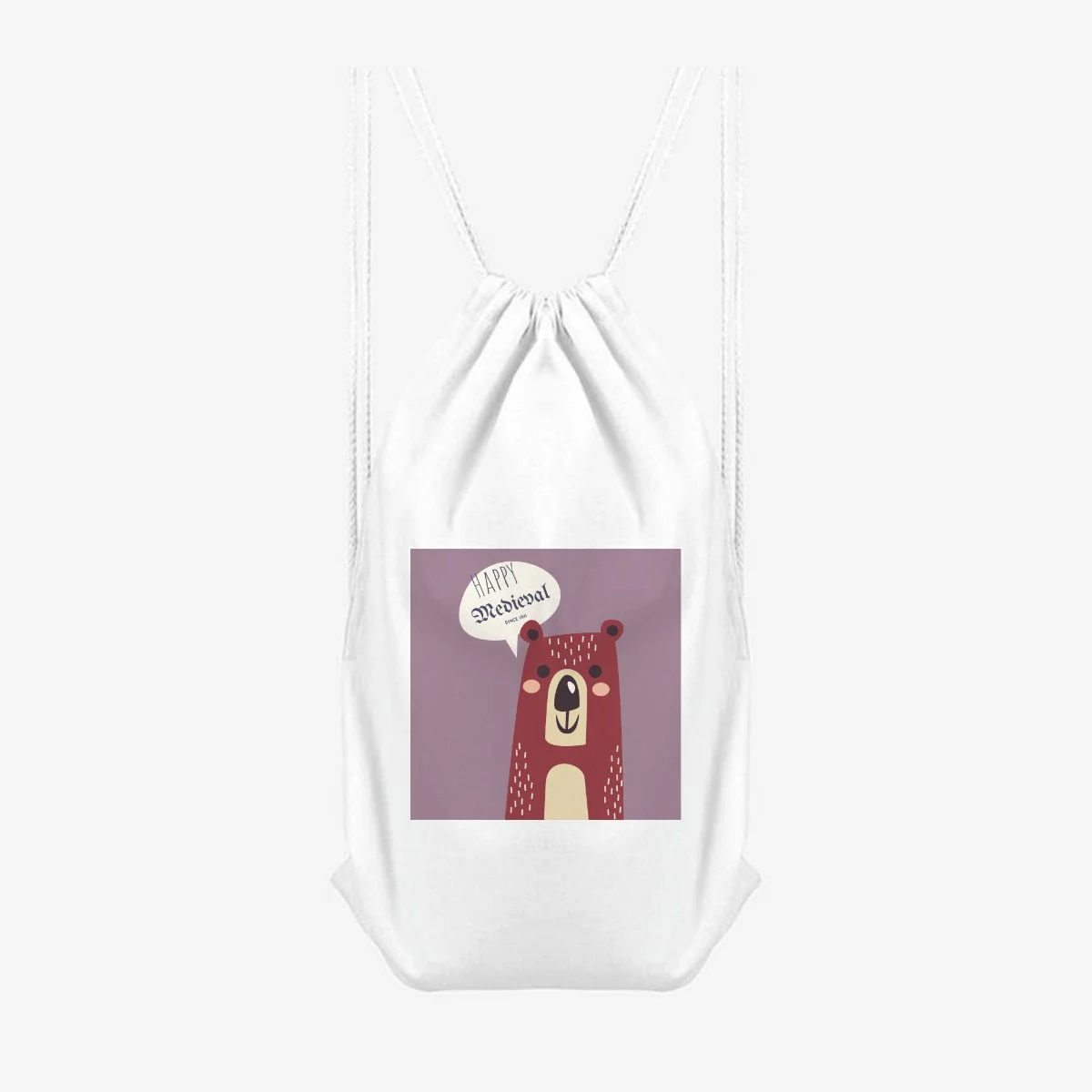 Happy Bear Drawstring Bag, front view