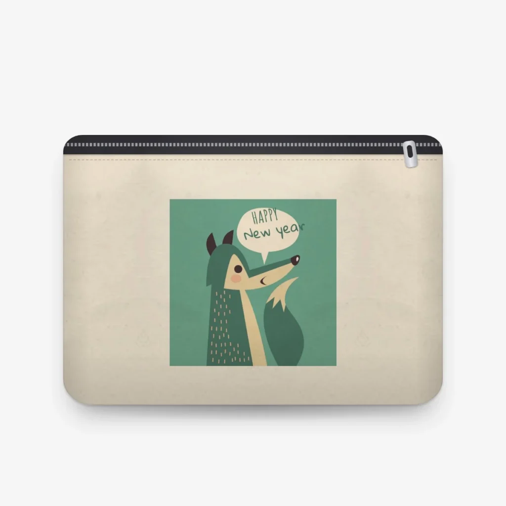 New Year Wolf Pouch, front view