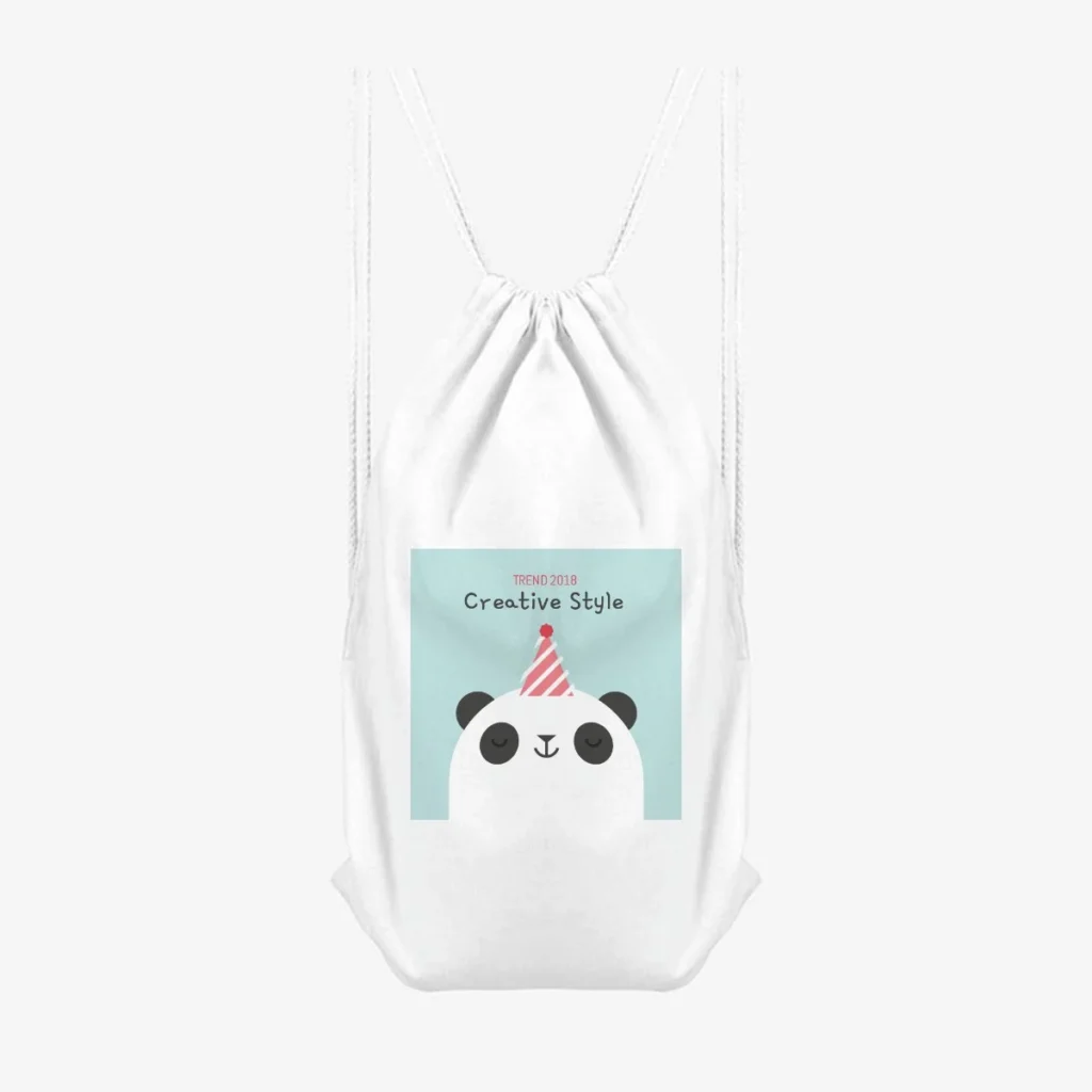 Party Panda Drawstring Bag, front view