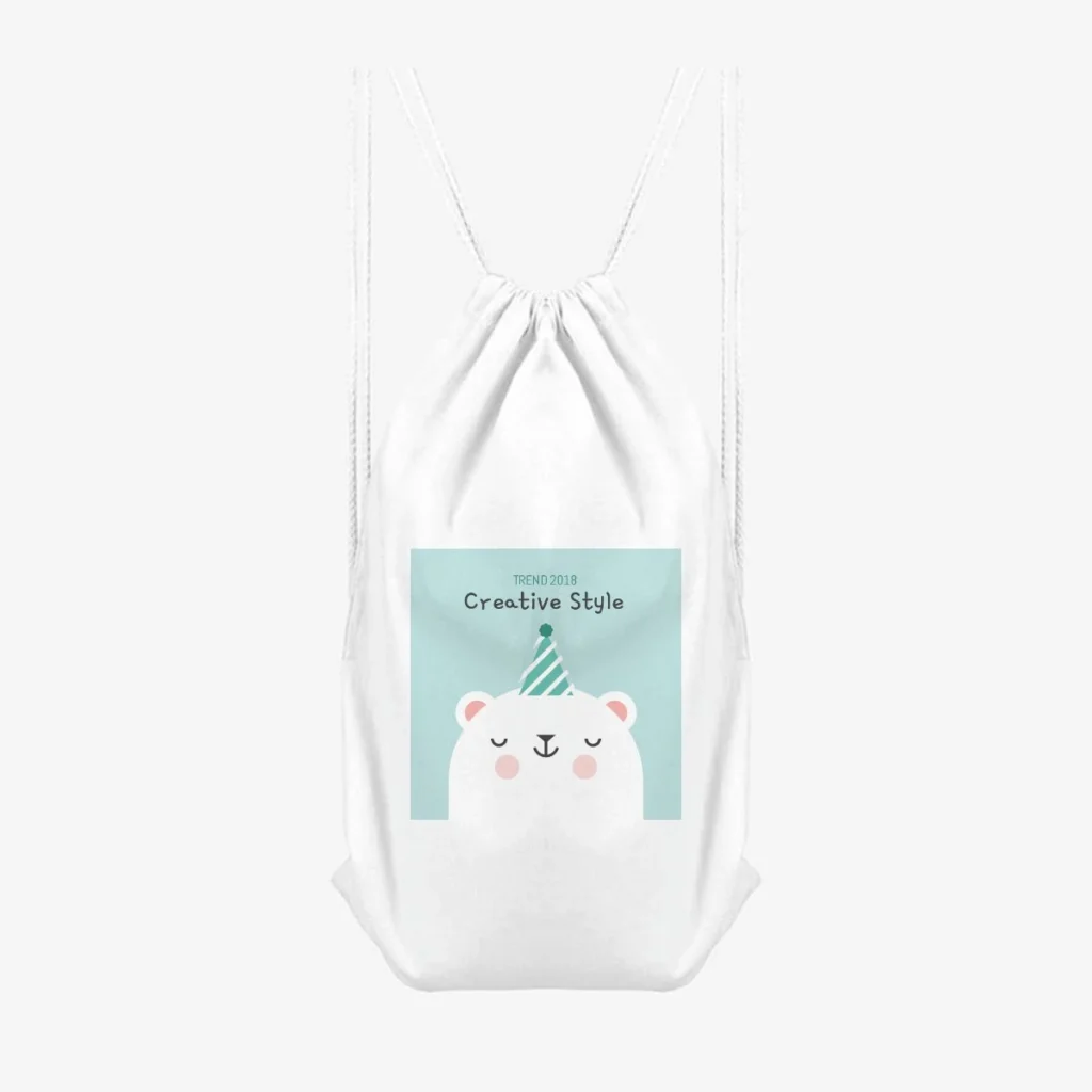 Party Polar Bear Drawstring Bag, front view