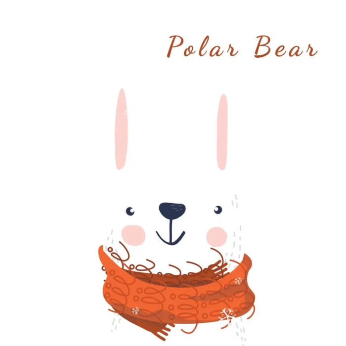 Polar Bear Bunny Pouch design, flat