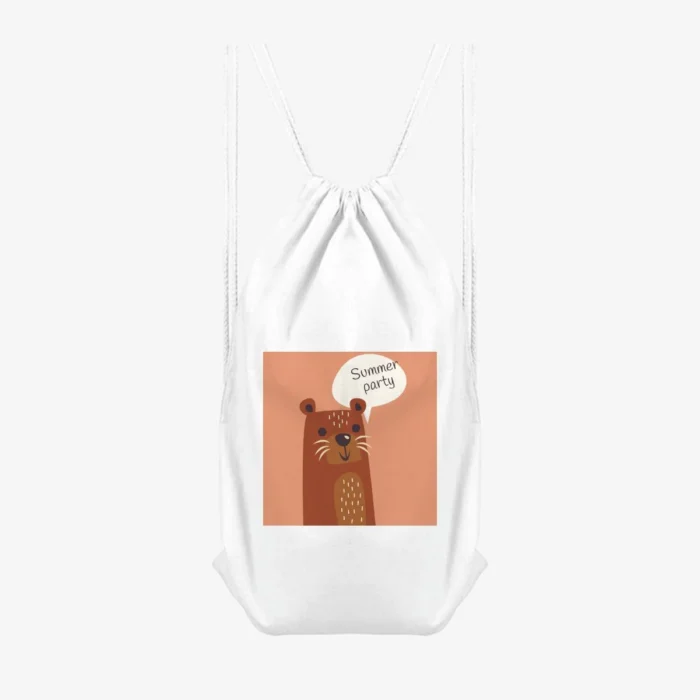 Summer Party Bear Drawstring Bag, front view