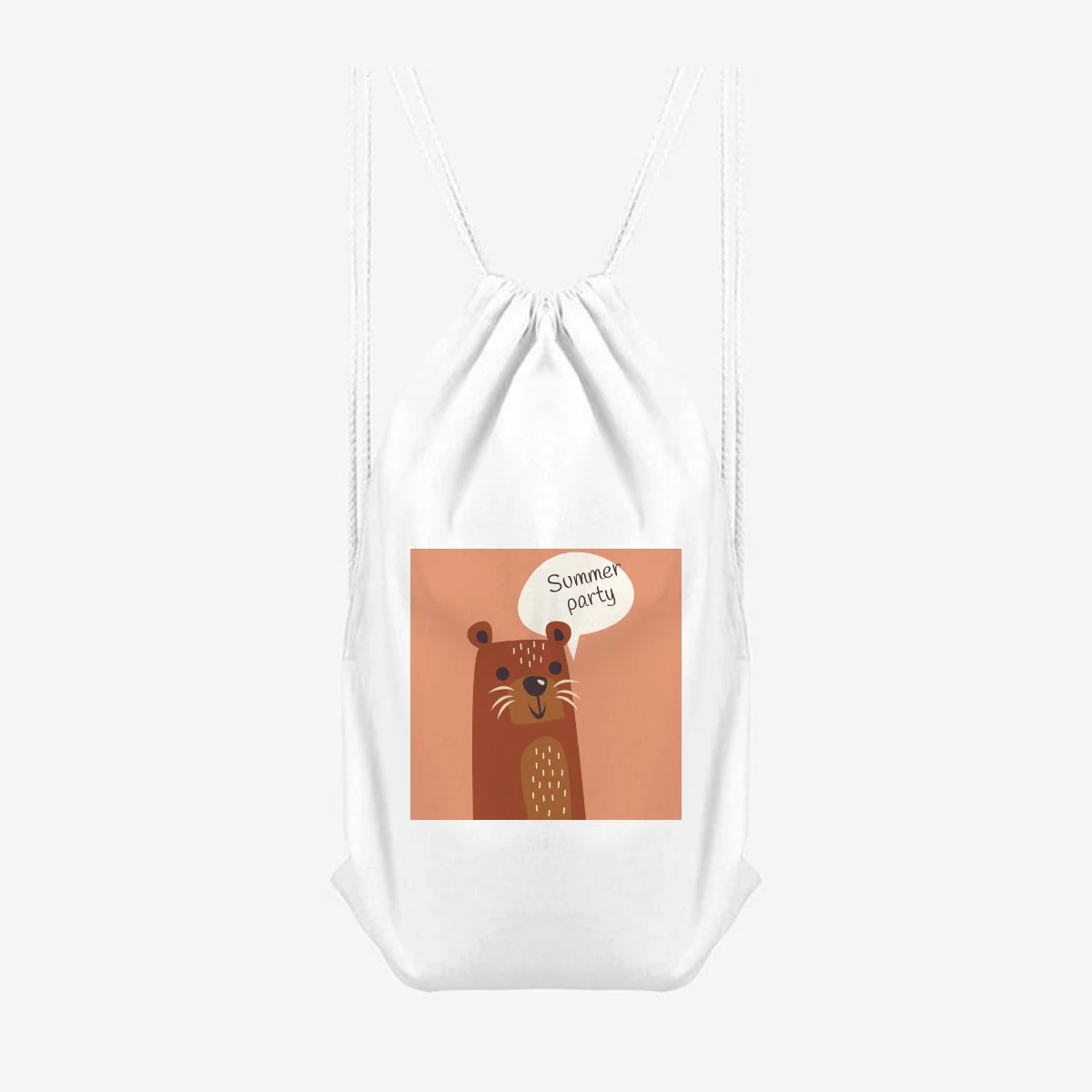 Summer Party Bear Drawstring Bag, front view