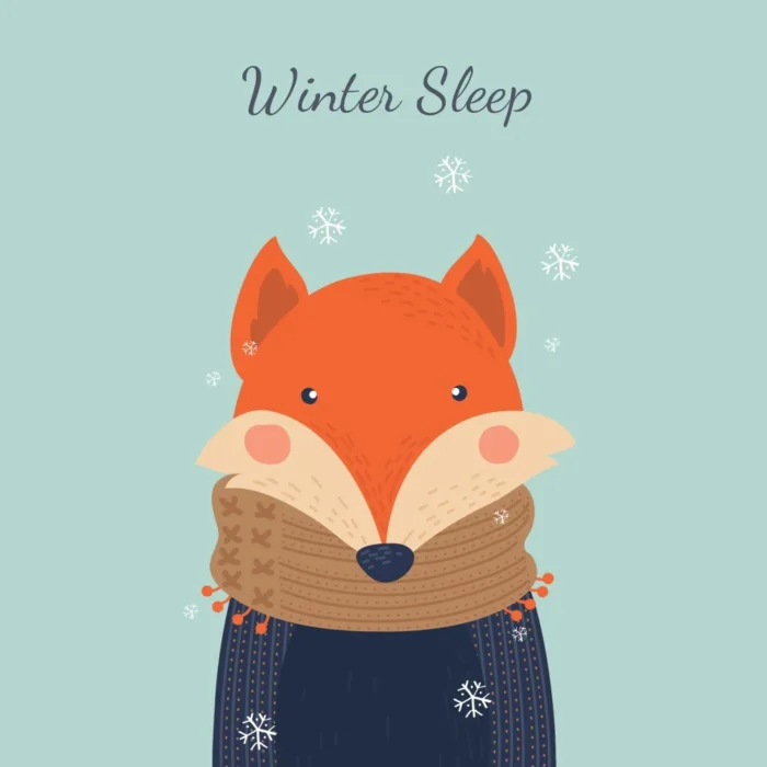 Winter Fox Pouch design, flat